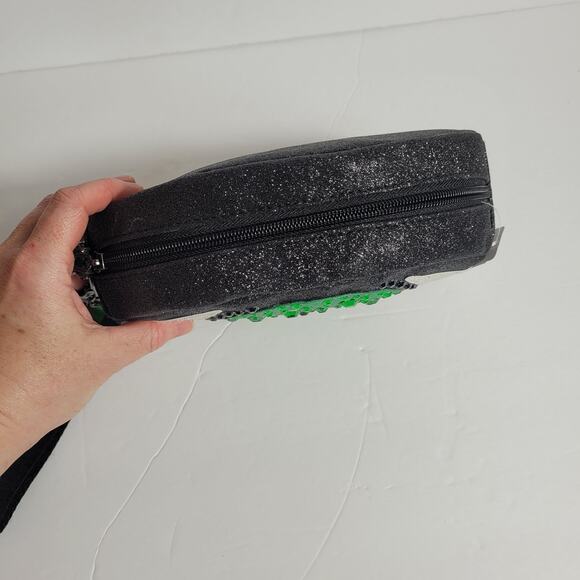 Bath & Body Works Eyeball Clutch Glittery Black Green Gems Cosmetic Bag NWT - Picture 6 of 11